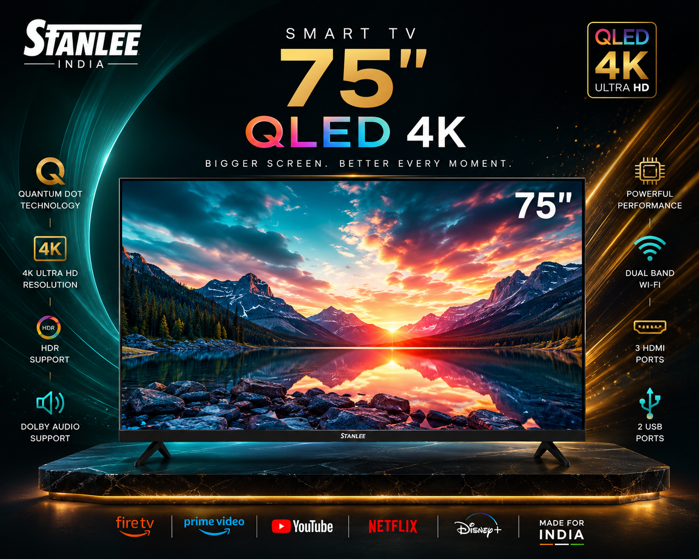 75″ Smart TV — QLED 4K