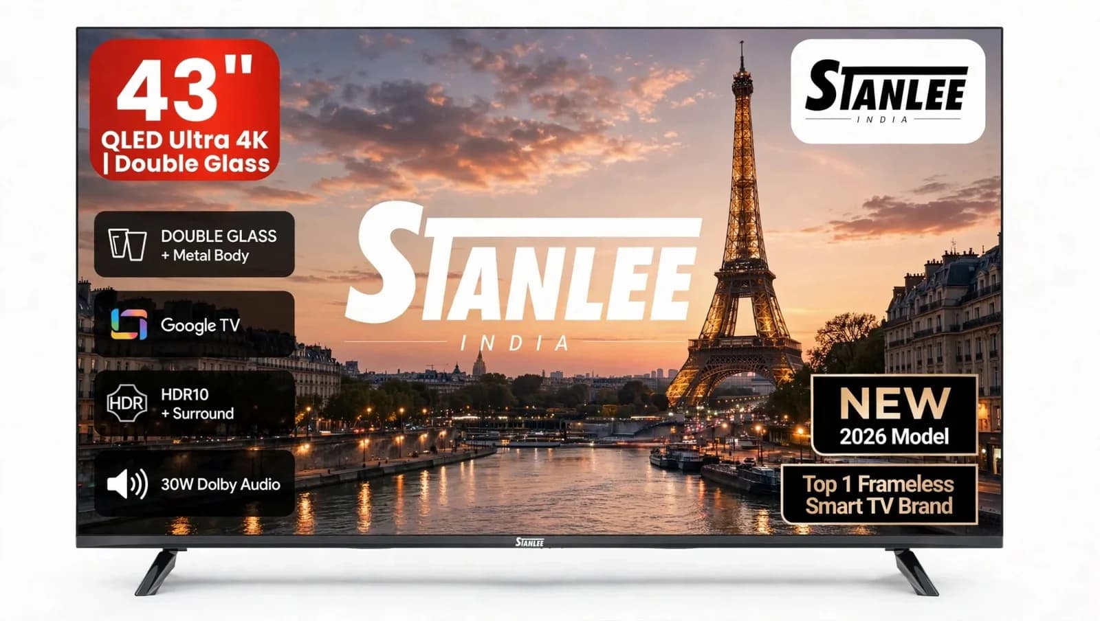 Stanlee 43″ Google TV — 4K Double Glass — view 1
