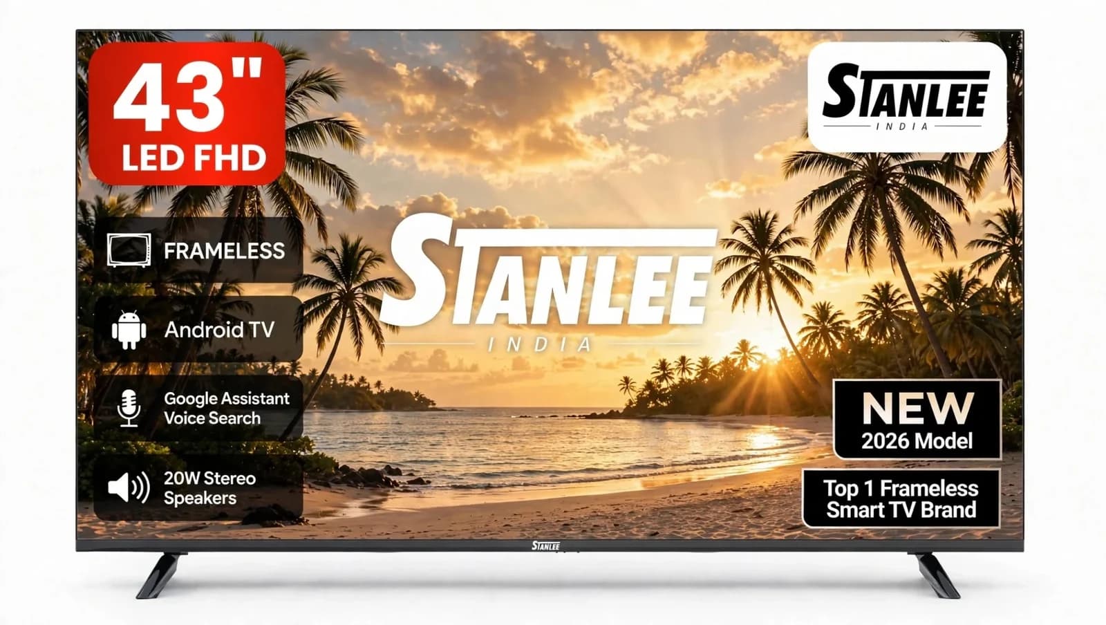 Stanlee 43″ Frameless LED FHD Smart TV