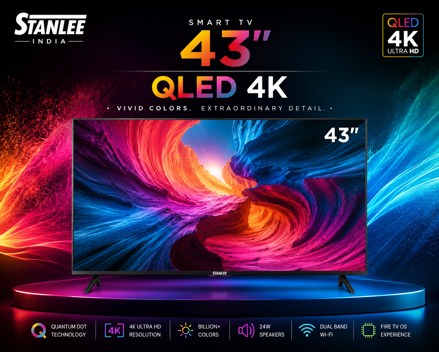 43" Stanlee Fire Tv Frameless- QLED 4K